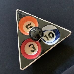 Billiards bowl - Snack bowl with 3 compartments.